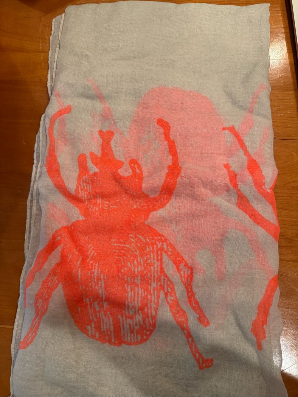 India Hicks designer stone/flamingo orange scarf ;75”Lx40”w; never worn